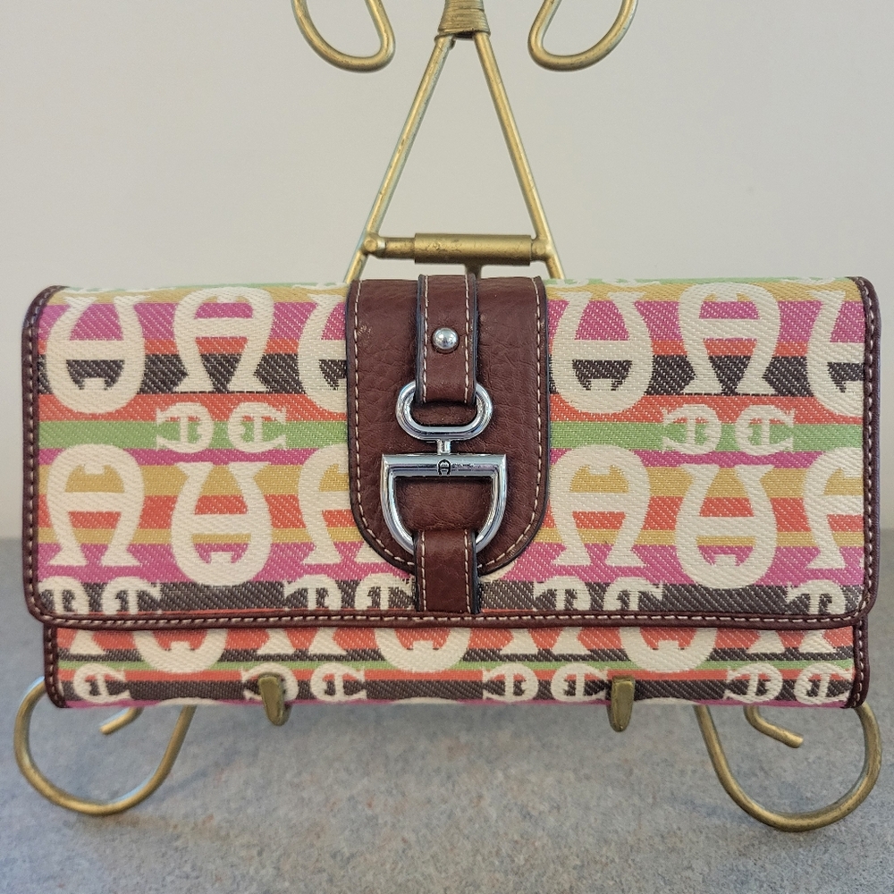 Etienne Aigner Monogram Print Continental Wallet - Never Used